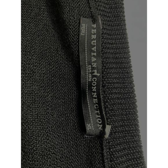 Peruvian Connection Black Wool Silk Cardigan Duster Midi Long Sleeve XL - Picture 7 of 7